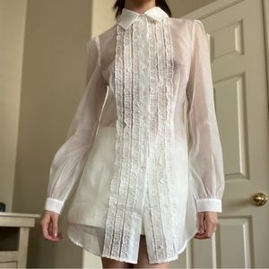 📒DOLLS KILL/SUGAR THRILLZ Clueless inspired Sheer Button Down Top📒